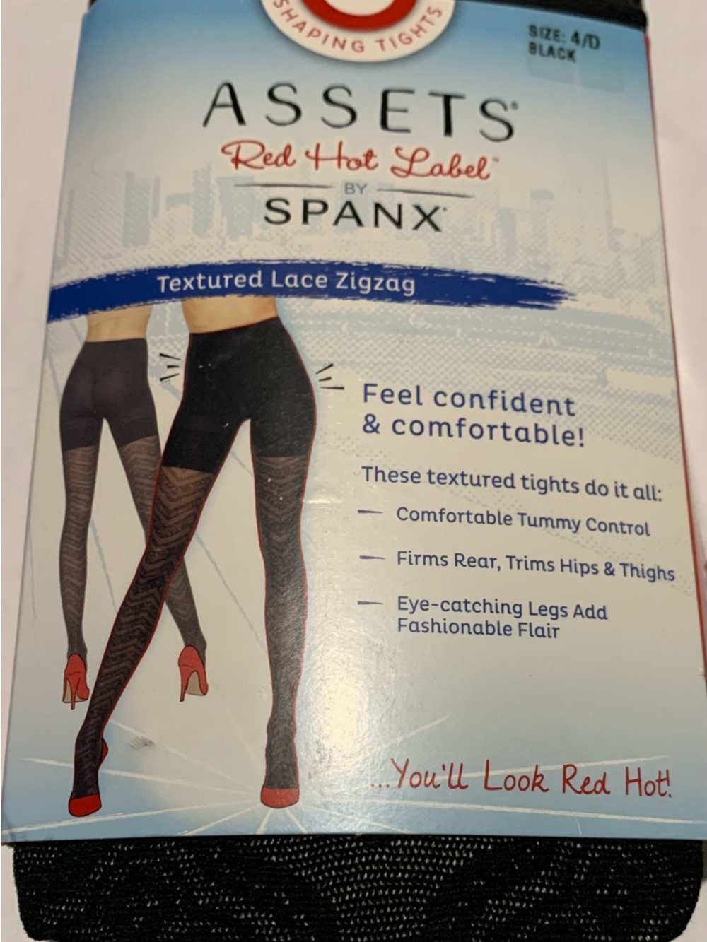 SPANX Black Textured Lace Zigzag Shaping Tights
